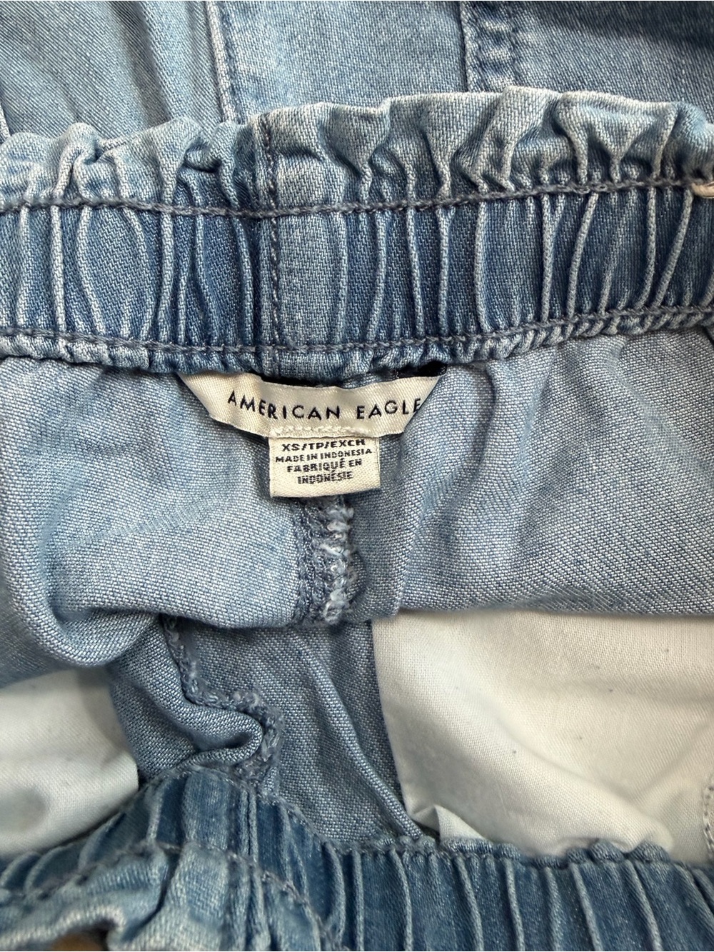American Eagle Light Blue Drawstring Denim-Look Shorts Teen Girl XS - Picture 4 of 5